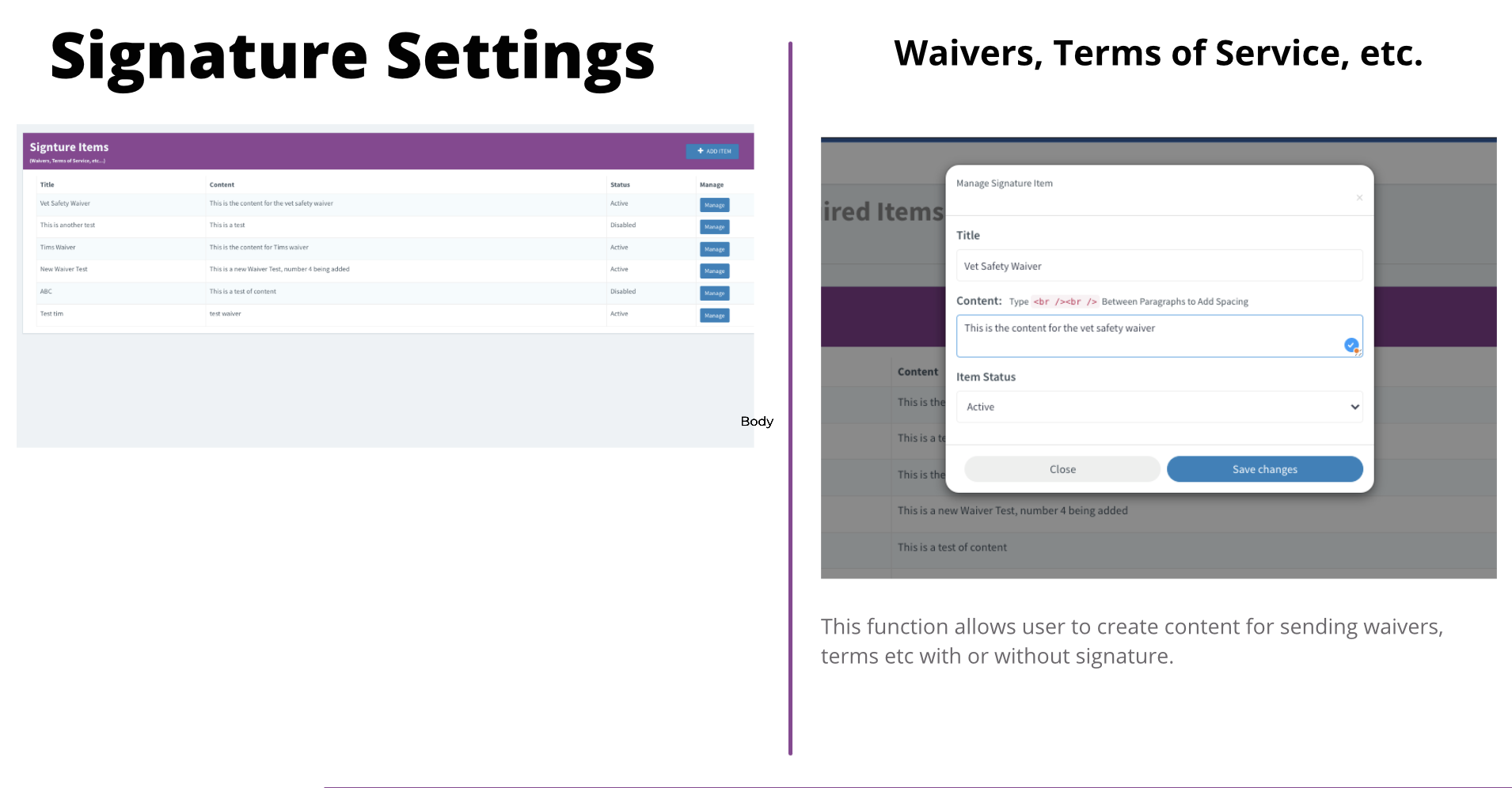 Signature settings 2